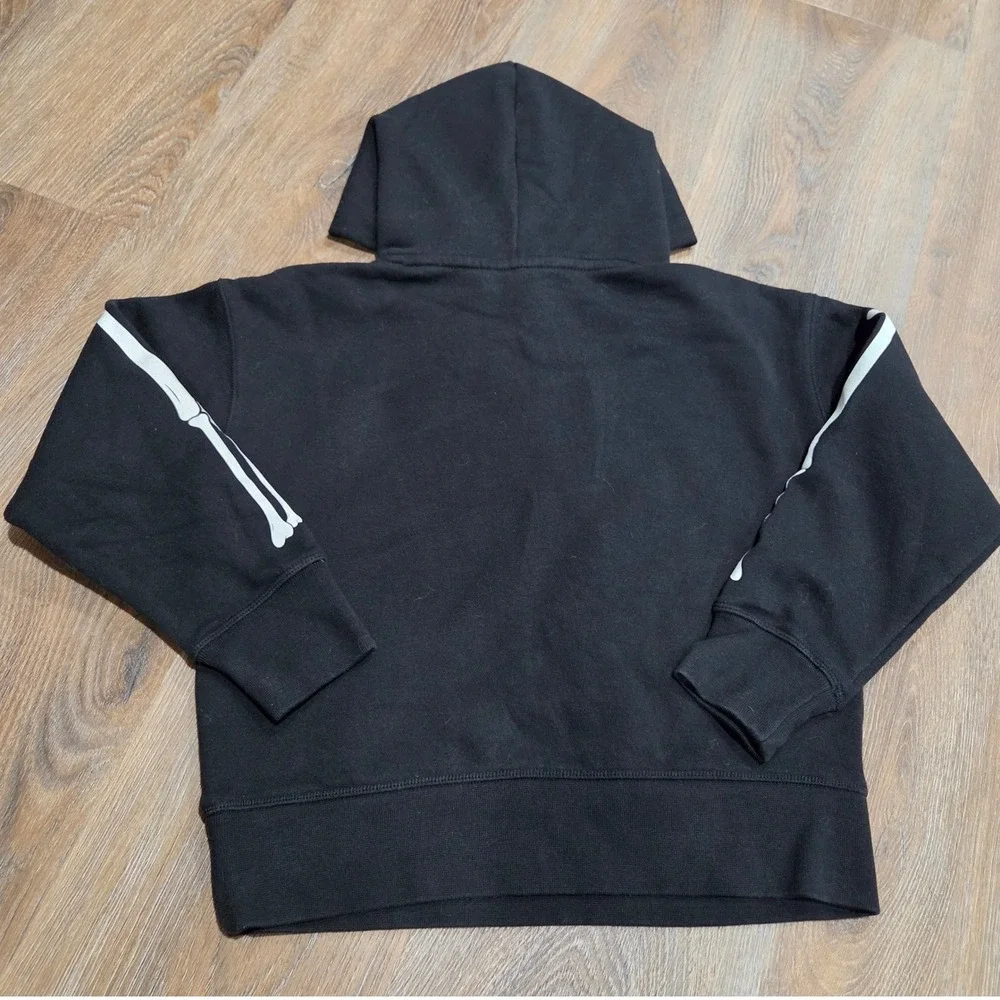 Gap Kids Skeleton Hoodie Black White Rib Cage Graphic Pullover Sweatshirt M 8-9